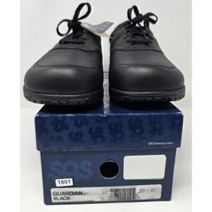 SAS Guardian Duty Shoes Black Leather Slip Resistant USA Made Mens 10.5 **WIDE**